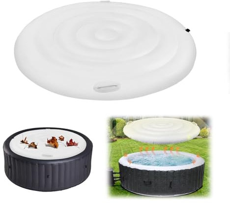 160cm Aufblasbare Abdeckung Whirlpool, Runde aufblasbare Abdeckung Spa Aufblasbare mit Zwei Griffen Deflationsventil Winddicht regendichtem schneebedeckter isolierter Whirlpools-Deckel