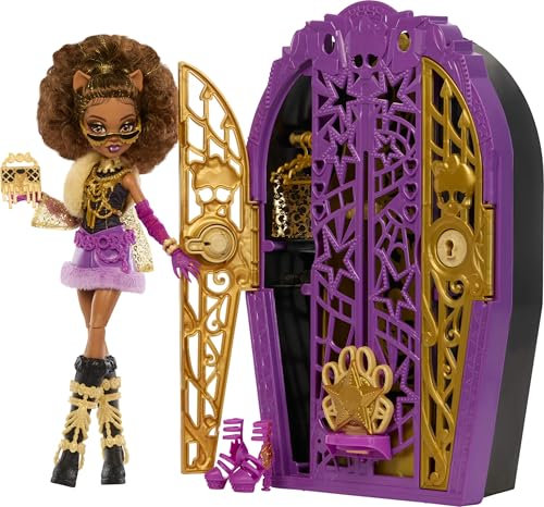 Monster High Skulltimate-Secrets-Set aus Puppe und Accessoires, Hauntlywood Mysteries Clawdeen Wolf mit zauberhaftem Kleiderschrank und über 19 modischen Überraschungen wie Puppenkleidung, JBG80