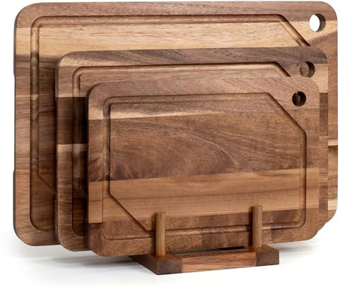 Set di 3 taglieri in legno per cucina, taglieri in legno con scanalatura per succhi, set di 3 taglieri (piccoli, medi e grandi), per salumi e macelleria per carne, verdura e formaggio