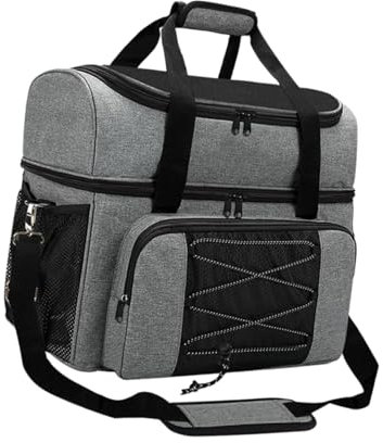 Perfeclan Bowlingkugeltasche, Bowling-Tragetasche, stabile, professionelle, leichte Bowling-Tragetasche für 2 Bälle, Bowling-Tasche für Outdoor-Sportreisen, Grau