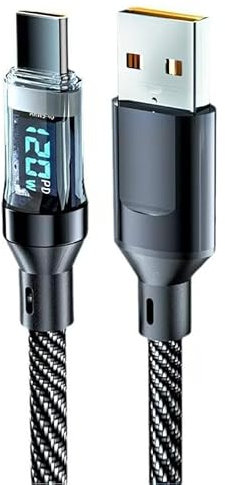 Cable USB C de 1 m, cable de carga USB A a tipo C, cable de carga USB C, carga rápida 120 W para Samsung, Xiaomi, MacBook Pro, Huawei