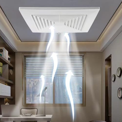GLFLOW Bathroom Fan, Ceiling Exhaust Fan, Integrated Ceiling Fan, Powerful, Quiet Exhaust Fan for Kitchen, Bathroom, Loft Windows, and Basements, White 20x20cm(24 * 24cm)