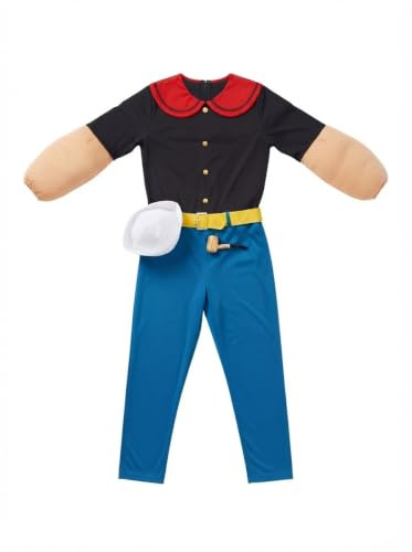 Morph Matrosen Kostüm Herren, Seemann Halloween Kostüm Erwachsene | Oberteil, Hose, Gürtel & Mütze, Tattoo-Muskel-Design, Zum Überziehen, Perfekt für Halloween, Ideal zum Verkleiden