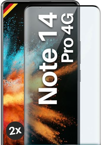 moex CurveProtect für Redmi Note 14 Pro (4G) Panzer Schutzglas, Full Screen Schutzfolie randlos, ganzer Bildschirm komplett abgedeckt, Panzerfolie Curved 3D Glas Folie, Schwarz 2 Stück