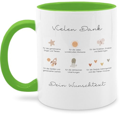 Tasse Tassen 325ml - Vielen Dank Erzieher Geschenk Abschied Kindergarten Geschenk Abschluss Kita Dankeschön Geschenke Erzieherin Abschiedsgeschenk I - 325 ml - Hellgrün - personalisiertes