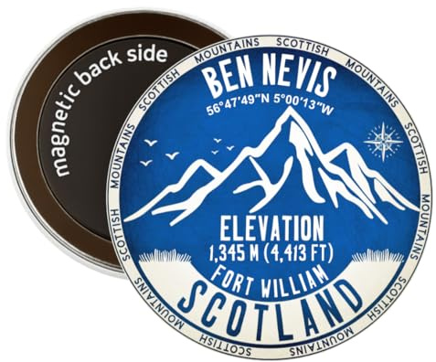BEN NEVIS Scotland Round Decorative Fridge Magnet (BLUE)