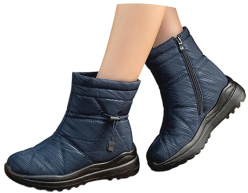 CEWIFO Scarpe Invernali Donna Stivaletti Beige da Ginnastica Impermeabile Pioggia Marroni Anfibi Pelle Stivali
