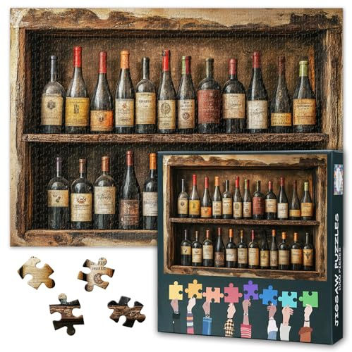 Puzzles for Adults 1000 Pieces, Vintage Wine Bottles Jigsaw Puzzles, Adult Puzzle for Adults, Educational Fun Games or Toys for Elders Friends 20X27 INCH