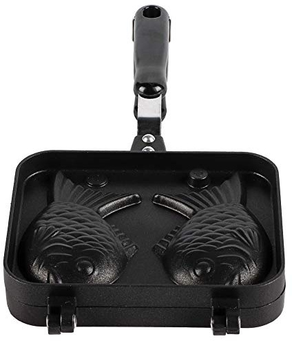 ANKROYU Antihaftbeschichtetes Waffeleisen in Fischform, kommerzielles Waffel-Backgeschirr aus Edelstahl, für Zuhause, Küche, Frühstück, Kochen, Schwarz, 14 x 18 cm, 650 g