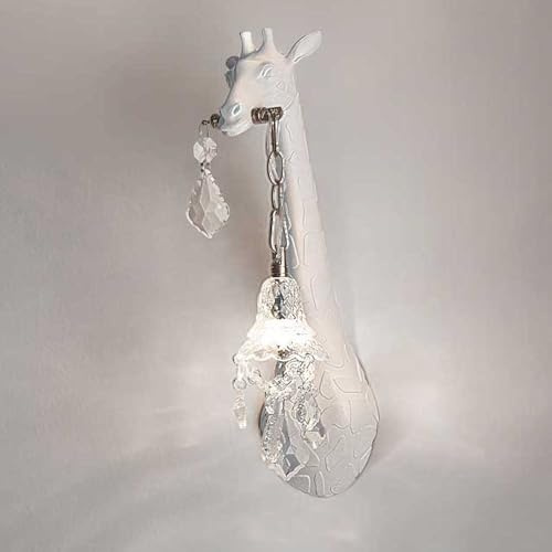 OOWDMPE Moderne LED Wandleuchte Giraffe Design Kunstharz Tiere Wandlampe Innen Kristall Glas Lampenschirm Flur Dekorative Wandbeleuchtung 3000K/4000K/6000K für Schlafzimmer Wohnzimmer Korridor Weiß
