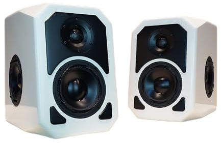 Virtuoso Series | Hi-End Bookshelf Speakers with 6.5 PTT Woofer & Pure Beryllium Tweeter | 35Hz Deep Bass via Dual Radiators | Piano Gloss White Finish（Pair）