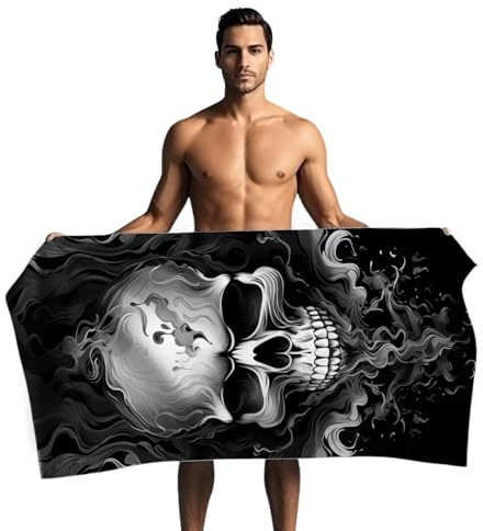 LXTOPN Mikrofaser Strandtuch für Damen, Skull Strandtücher XXL 80x160cm Groß Campingdecke Totenkopf Badetuch für Fitness Strand Pool