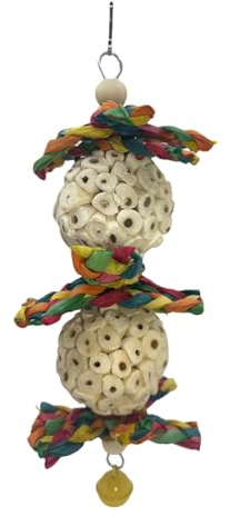 Jubilofex Toys for Foraging Birds - Interactive Foraging and Beaker Made of Natural Wood - With Bell Interactive Toy for Birds | For Beak Sharpening and Boredom Relief