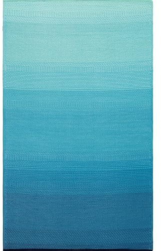 FAB HAB Outdoor-Teppich Big SUR – Recycelter Premium Kunststoff – Wetterfest, Wendbar, UV-beständig – Ombre Türkisgrün (240x300 cm)