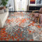 SAFAVIEH Boho Teppich für Wohnzimmer, Esszimmer, Schlafzimmer - Monaco Collection, Kurzer Flor, Grau und Orange, 91 X 152 cm