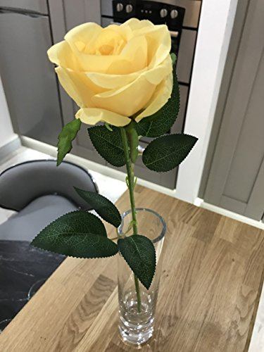 Best Artificial 45cm Single Rose Silk Flower Stem Wedding Home Garden Arrangement (1, Yellow)