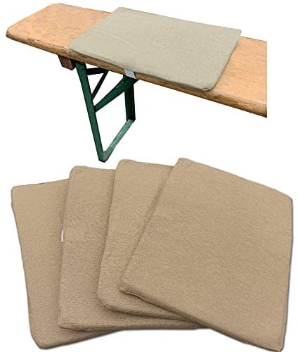 JEMIDI 4X Bierbankkissen - Sitzkissen für Bierzeltgarnitur - Bierbank Auflagen Set - Auflage für Bank - Sitzauflage für Bierbänke - Beige