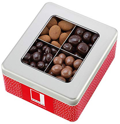 Rita Farhi Assorted Chocolate Coated Nuts Luxury Gift Tin 850g - Chocolate Covered and Cinnamon Dusted Mix Selection of Almonds, Hazelnuts, Ginger, Coffee Beans