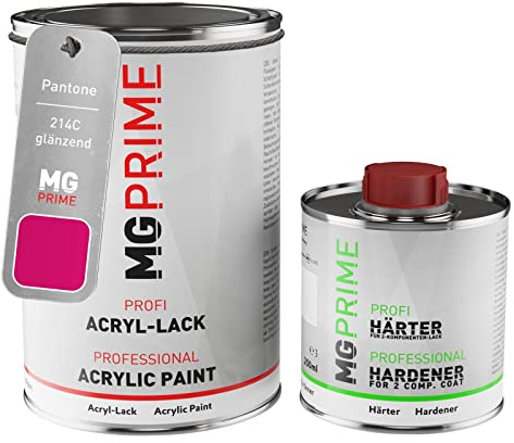 Pantone 214C Red brillant, pot de peinture acrylique + durcisseur 1,5 L | Kit 2K peinture + durcisseur, à séchage rapide