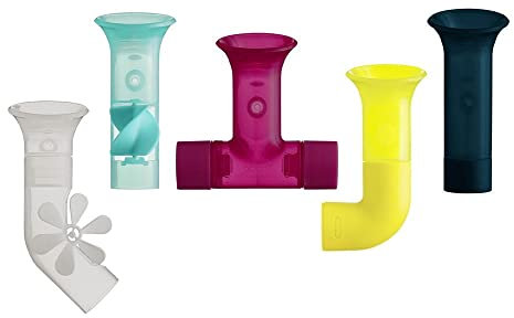 Boon B11379 Toy, Accessories for Babies and Toddlers, 5 Water Bath Time, Suitable for 1, 2, 3 and 4 Year Olds, Pipes Multicoloured