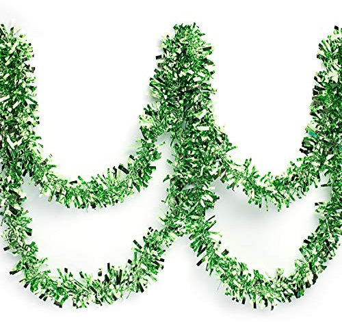 Anderson's Metallische hellgrüne Lametta-Girlande, 7,6 m, Weihnachtsdekoration, Weihnachtsbaumbesatz, Parade-Schwimmer-Dekor, Partyzubehör, Halloween, Abschlussfeier, Innen- und Außenbereich