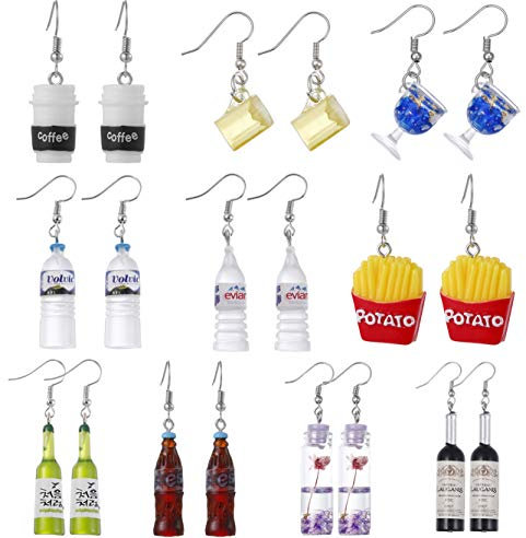 Mixed Acrylic Bottle Earrings Set, Funny Statement Dangle Drop Resin Water Bottle Pendant Earrings, Fashion Unique Personalized Bohemian Hoop Earring Jewelry Gift for Women, Resin, Sandstone