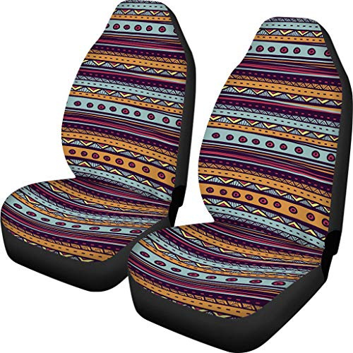 TOADDMOS Afrikanischer ethnischer Tribal-Sitzbezug, geometrischer Streifen, bunt, Vordersitzbezug, Satteldecke, Universal-Sitzbezug, Schutz, dekoratives Auto-Innenzubehör für Frauen