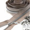 #5 Metallic Nylon Reißverschlüsse von der Rolle 10 Yards silber Zähne Beige Klebeband mit 25 Stück Schieber für DIY Nähen Schneider Handwerk Tasche Gepäck Leekayer