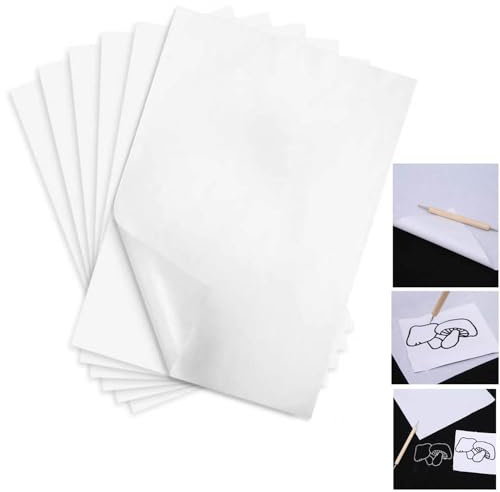 Yesallwas 50 Hojas Papel Calco de Calco Blanco A4 Papel Transfer Papel de Grafito de Carbón para Madera Lienzo y Otras Superficies Artísticas