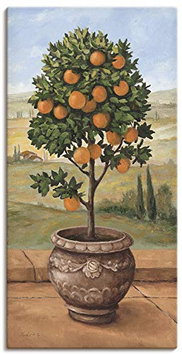 ARTLAND Wanddeko Leinwand Bilder Wandbild Toskana Orange Baum Italien Landschaft Mediterran Botanik Terracotta T4NI