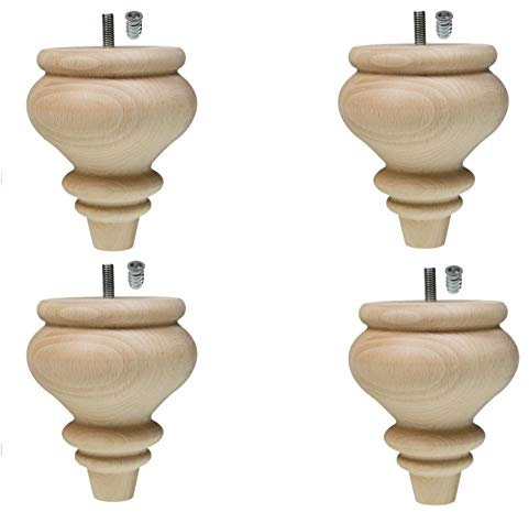 Moebelfusse Holz 4 x Ø85mm / 125mm Möbelfüße Kugelfüße Holz Möbelfuß Schrankfüße Schrankfuß BUCHEN Holz