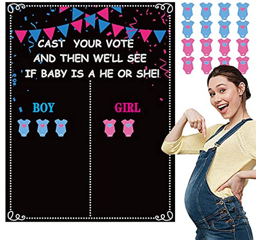 Funnlot Gender Reveal Ideas Games 54pcs Gender Reveal Decoration Boy or Girl Gender Reveal Voting Game Stickers Decorations Party Supplies
