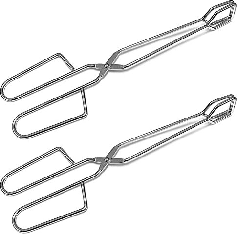 HAC24 2er Set XXL Edelstahl Servierzange 28,5 cm Bratwurstzange Lang Grillzange BBQ Grill Zange Bratzange Kochzange Grillgutwender