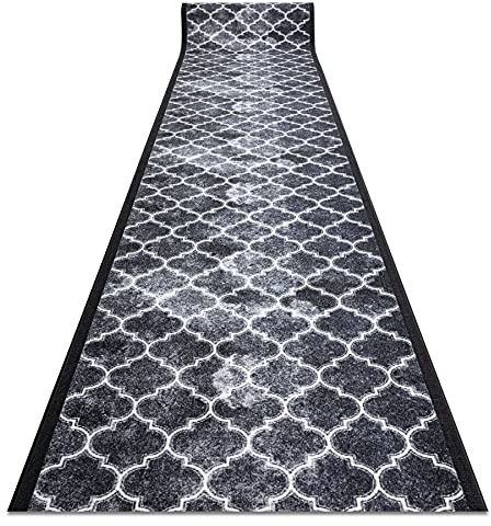 rugsx Antirutsch Teppichläufer Clover - moderner Kurzflor für Küche, Flur & Wohnzimmer, Meterware, grau 100x360 cm