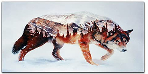 Coloray Küchenrückwand 100x50cm Dekorplatte Panel Glasscheibe Glaskunstwandbild gehärtetes Glas Küche - Wolf Winterwald