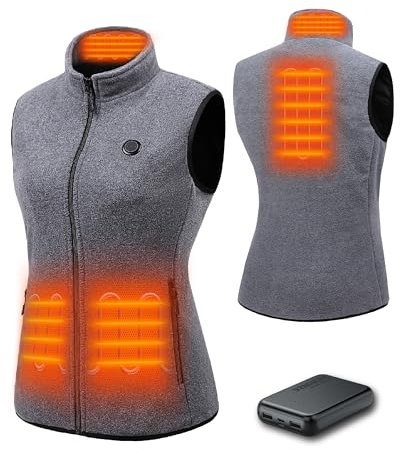 HEWINZE Fleece Beheizbare Weste Damen - Wärme weste mit akku 5V, heizweste jagd.
