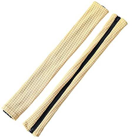 Baoblaze 2 Stück Armlehnenbezug Bürostuhl, Abnehmbarer Büro-Armlehnenbezug, Armlehnenschoner Schreibtischstuhl Armlehnen Schonbezug mit Reissverschluss für Bürostuhl, Beige
