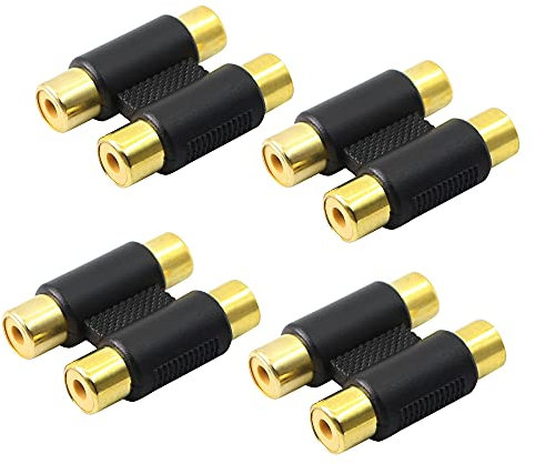 PNGKNYOCN 2 RCA femmina a femmina accoppiatore 4 pezzi RCA doppia femmina a doppia femmina adattatore connettore di prolunga per altoparlante, cavo RCA, amplificatore ecc