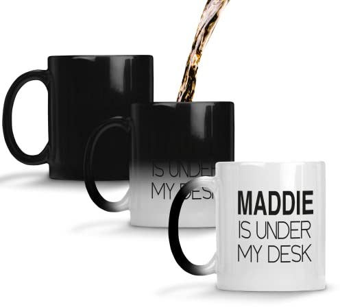 SmartyPants Maddie is Under My Desk Coffee Tea Mug Cup Novelty Dark Humour Funny Colour Changing Present Idea Heavy Duty Ceramic Handle Coated Dishwasher Microwave Safe (Colour Changing Mug Prime)