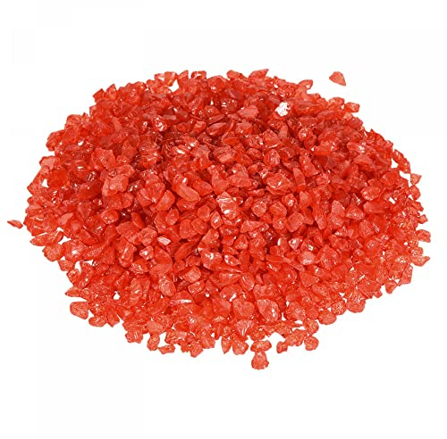 sourcing map Grava de vidrio decorativo 160g/0,4 lb irregular piedra de arena de roca roja para la decoración de plantas de pecera