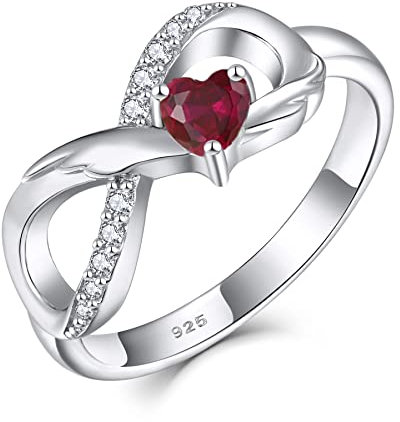 starchenie Anello Infinito Anello di Fidanzamento con Pietra Portafortuna a cuore in Argento 925 per Donne