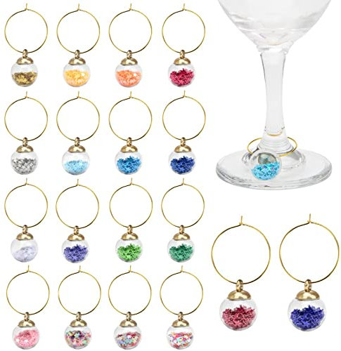 VICDUEKG 18 PCS Weinglas Anhänger Charms Glas Identifikations, Getränke Markierungen Glasmarkierung Glasmarkierer Getränkemarker Partydekoration für Wein Bachelorette Tasting Party Favors Dekorationen
