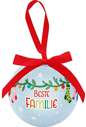 Weihnachtskugel Beste Familie: Mit Farbiger Schleife zum Aufhängen