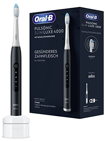 Oral-B Pulsonic Slim Luxe 4000 Elektrische Schallzahnbürste/Electric Toothbrush, 3 Putzmodi für Zahnpflege und gesundes Zahnfleisch, Geschenk Mann/Frau, Designed by Braun, matte black