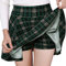 DJT Damen Mädchen Basic Solid Dehnbaren Informell Mini Skater Rock mit Shorts Grün Plaid Medium