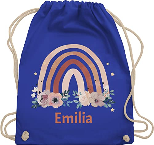 Turnbeutel Rucksack - Boho - Geschenk Regenbogen mit Name personalisiert I Rainbow - Unisize - Royalblau - personalisierter beutel kindergartenbeutel bohemian blume stoffbeutel