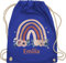 Turnbeutel Rucksack - Boho - Geschenk Regenbogen mit Name personalisiert I Rainbow - Unisize - Royalblau - personalisierter beutel kindergartenbeutel bohemian blume stoffbeutel