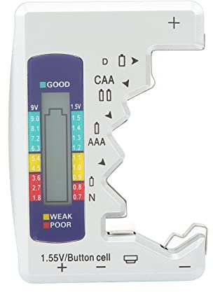 Luqeeg Testeur de Batterie, Vérificateur de Batterie Universel Numérique pour Piles Bouton AA AAA N 1,5 V, Testeur de Batterie pour Piles Domestiques(Argent)
