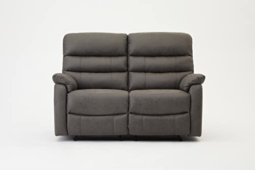 Home Detail Maxwell 2-Seater Recliner Sofa, Grey Air Leather | 3+2+1, Manual Recliner, Air Leather