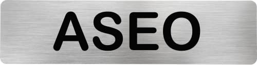 Becral® - Señal de acero inoxidable ASEO | Placa puerta INOX | Señal informativa | Cartel Puerta 200X50mm